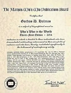 G. Holman 2014: Who's Who in the World