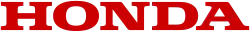 A red slab-serif wide word "HONDA" in all caps
