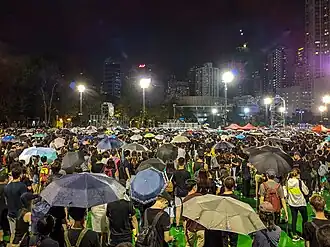 Protesters inside Victoria Park for the rally by Civil Human Rights Front