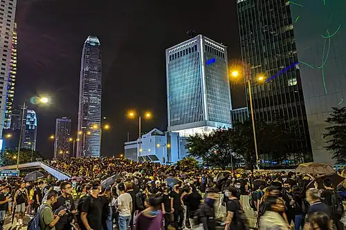 Protesters near the Central Government Complex after the rally
