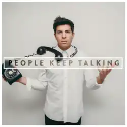 An image of a man wearing a white dress shirt, holding a black rotary phone as it wraps around his neck.