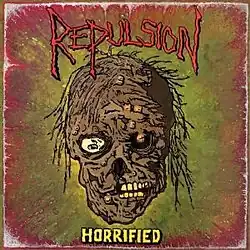 Album cover with decomposing skull