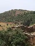 Hilltop ruin of Khirbet Abu esh-Sheba as seen from Farradiyya