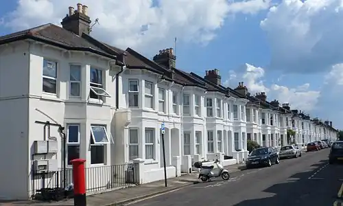 Terraced housing on Exeter Street