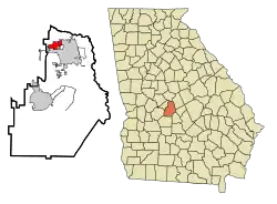 Location in Houston County and the state of Georgia