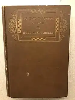 Front cover of an early edition of Hugo Muensterberg's "On the Witness Stand" book