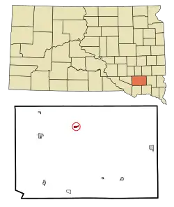 Location in Hutchinson County and the state of South Dakota