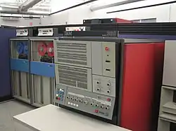 Computer room with multiple computer cabinets and operating panel