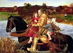 John Everett Millais , A Dream of the Past: Sir Isumbras at the Ford , 1857