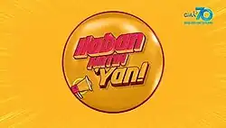 An image with an orange circle, with a megaphone, over an orange background. The show title is displayed on the center of the image. The logo of GMA Network is displayed on the upper right side of the image.