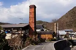 Bizen City, featuring a kiln chimney. Bizen is famous as the birthplace of Bizen ware ceramics.