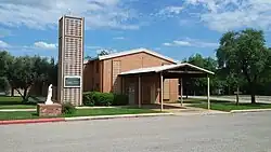 Catholic Church in Pearsall, Texas, located on corner of Brazos and Willow