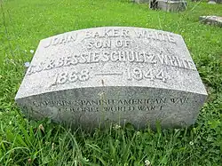 Gravestone marker viewed from its front