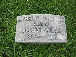 Gravestone marker for Mabel Fitch White's interment site