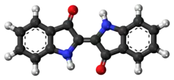 Ball-and-stick model of the indigo dye molecule