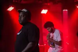 Stepa J. Groggs (left) and Ritchie with a T (right) performing as part of Injury Reserve in 2017