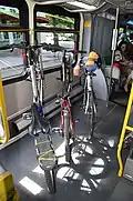 All three interior bike racks in use on a Vine bus