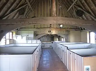 Interior, box pews