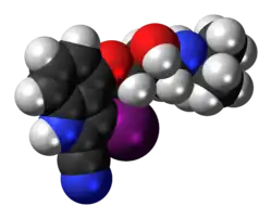 Space-filling model of the iodocyanopindolol molecule
