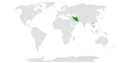 Map indicating locations of Iran and Vietnam