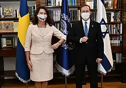 Swedish Minister of Foreign Affairs Ann Linde with Israeli President Isaac Herzog, 2021