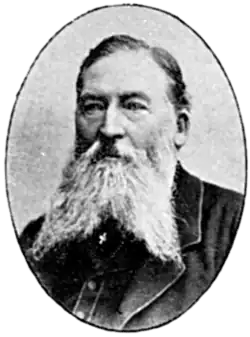 Older man with a beard split in two parts