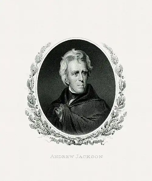 BEP engraved portrait of Jackson as president.