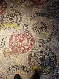 Racing car wheels in several red, yellow black and grey