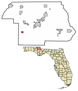 Location of Alford in Jackson County, Florida.
