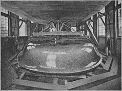 Illustration of the grinding system with a bogie, whereby the grinding frame had the outer negative shape of the outer shell