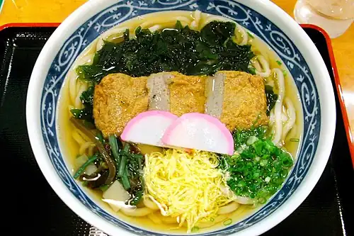 Udon with jakoten slices