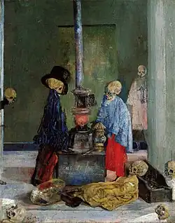 Skeletons Warming Themselves (1889), oil on canvas, 74.8 × 60&nbsp;cm, Kimbell Art Museum, Fort Worth
