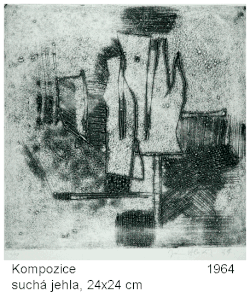 Composition, drypoint 24 × 24&nbsp;cm, 1964