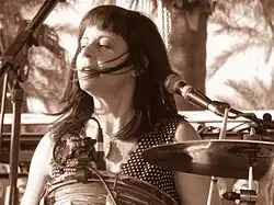 Janet Weiss performing with Wild Flag at Coachella 2012.