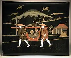 Japanese lacquerware Photograph Album Cover with ivory inlay, 1865