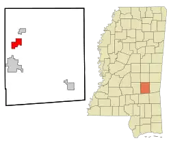 Location of Louin, Mississippi