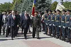 Gaiciuc with Voicu and Russian Defence Minister Sergey Shoigu in Bender, August 2019.