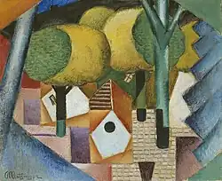 Jean Metzinger, 1912, Paysage (Landscape), oil on canvas, 59.2 x 73 cm, published in Der Sturm, 5 January 1921, Art Institute of Chicago