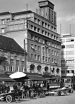 Zagreb at night, with a wide street and several tall buildings