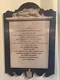 Plaque to Hibbert Newton Binney's son John Binney who died at sea along with 11 crew (1835) by Samuel Nixon (sculptor), St. Paul's Church (Halifax), Nova Scotia