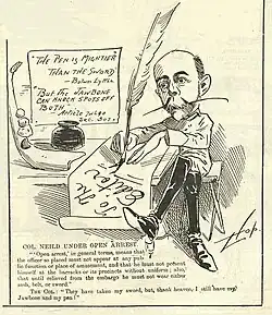 A cartoon depicting John C. 'Jawbone' Neild by Livingston Hopkins, published in The Bulletin, 22 April 1899.