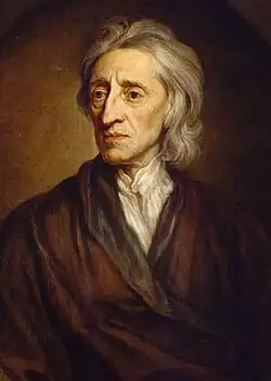 Oil painting of a man with long, gray hair wearing a dark brown cloak over a white shirt