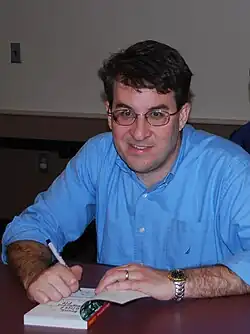 Jordan Sonnenblick at a book signing in Eldersburg, Maryland