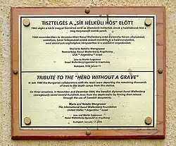 Sign commemorating Wallenberg in Budapest