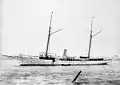 The yacht Alicia, later renamed the USS Hornet, as it appeared in 1895. Photograph by John S. Johnston.