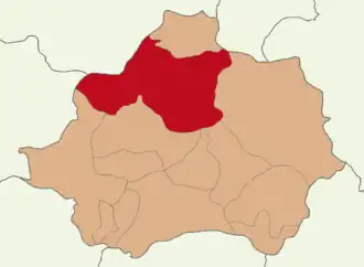 Map showing Tavşanlı District in Kütahya Province