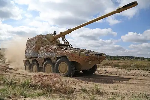 The Boxer Remote-Controlled Howitzer 155 mm (RCH 155) mounts a version of KNDS' Artillery Gun Module (AGM)