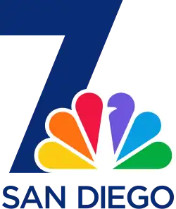 An NBC peacock on top of a blue numeral 7, overlapping it toward the bottom, with the words "San Diego" in blue in a sans serif beneath