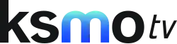 The letters K S M O in a contemporary sans serif in lowercase, next to the thinner italicized letters T V in lowercase. All are in black except for the M, which has a blue gradient.