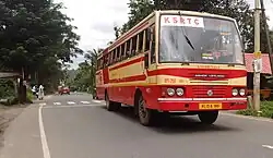 Red-and-yellow bus